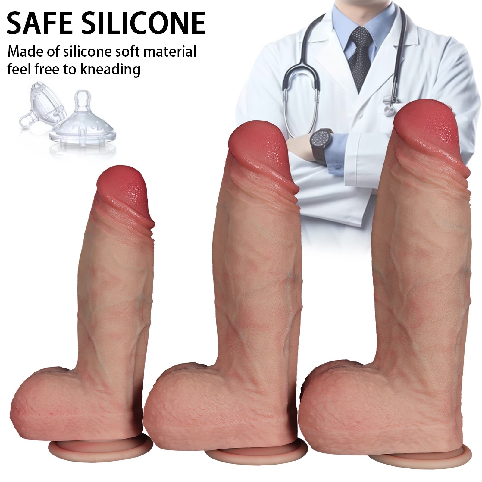 Realistic Silicone Dildo with Suction Base – Multi - Size (S/M/L) - Tarisss Sex Toy Store
