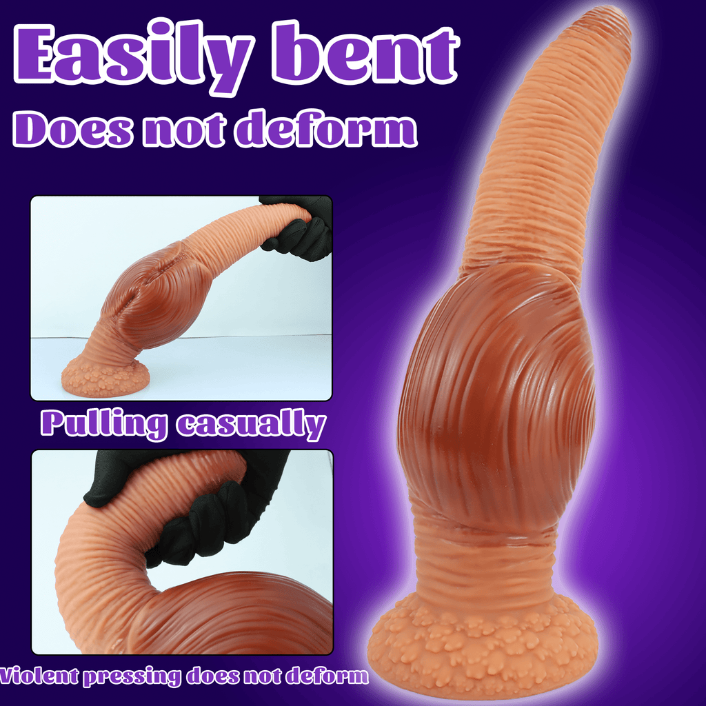 Realistic Textured Silicone Anal Plug with Flared Suction Cup Base, Ribbed Tapered Fantasy Butt Plug - Tarisss Sex Toy Store