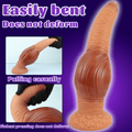 Realistic Textured Silicone Anal Plug with Flared Suction Cup Base, Ribbed Tapered Fantasy Butt Plug - Tarisss Sex Toy Store