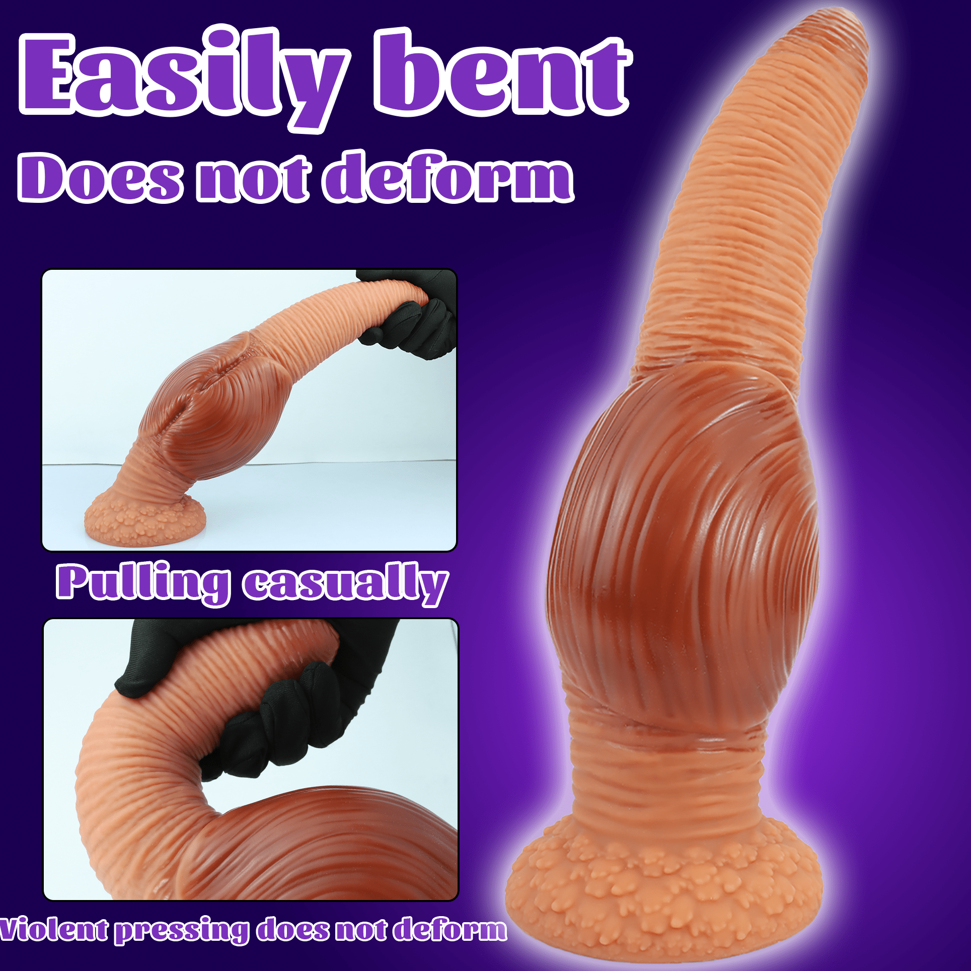 Realistic Textured Silicone Anal Plug with Flared Suction Cup Base, Ribbed Tapered Fantasy Butt Plug - Tarisss Sex Toy Store