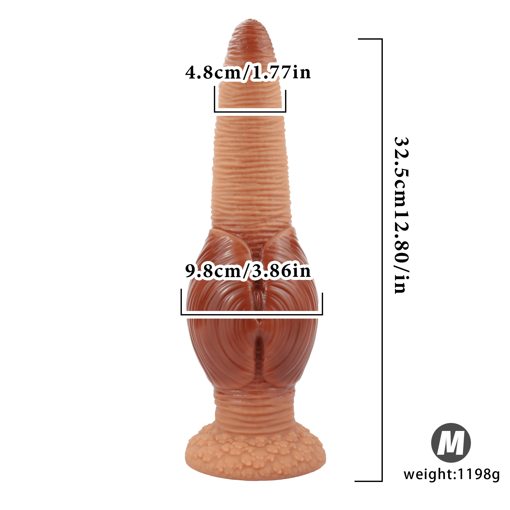 Realistic Textured Silicone Anal Plug with Flared Suction Cup Base, Ribbed Tapered Fantasy Butt Plug - Tarisss Sex Toy Store