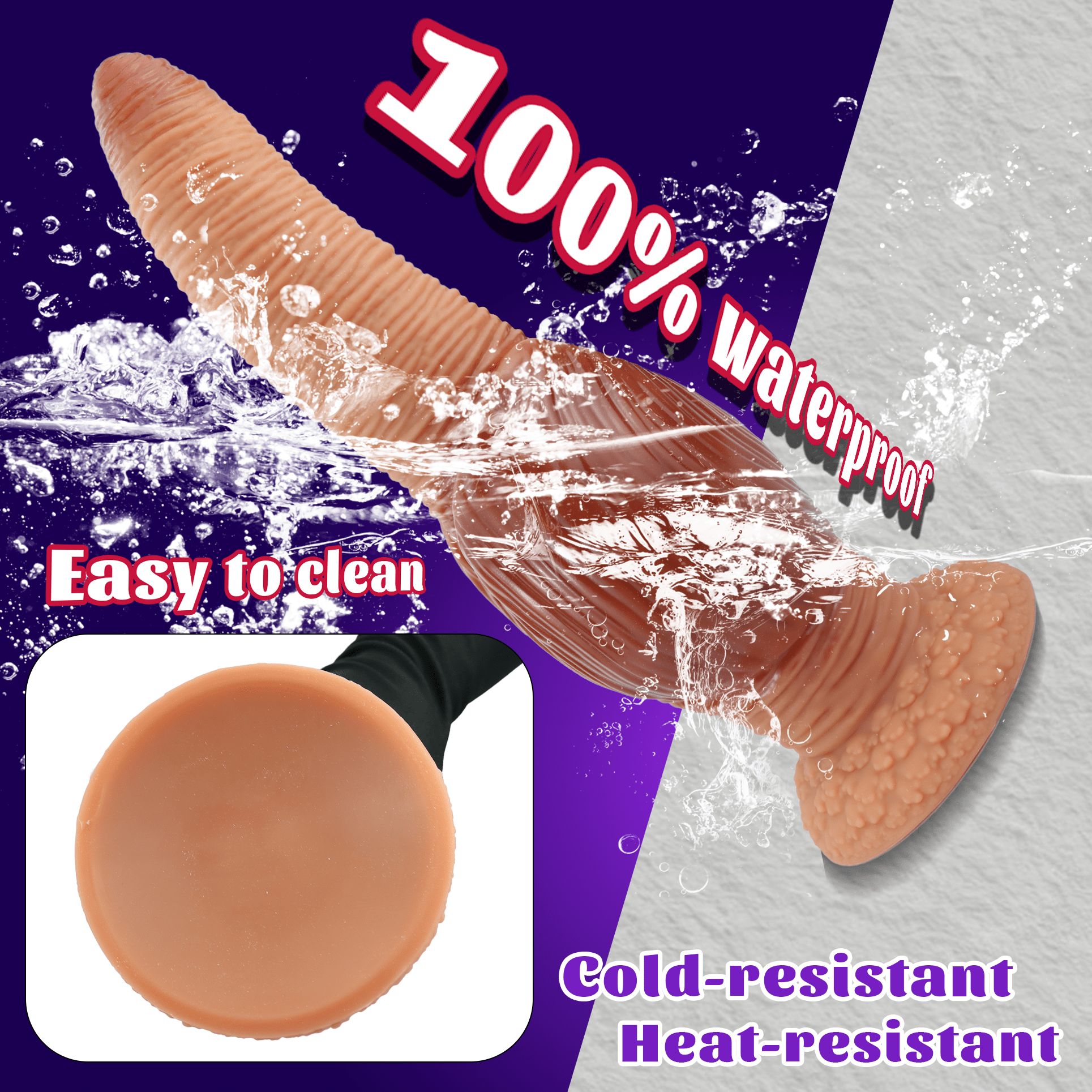 Realistic Textured Silicone Anal Plug with Flared Suction Cup Base, Ribbed Tapered Fantasy Butt Plug - Tarisss Sex Toy Store