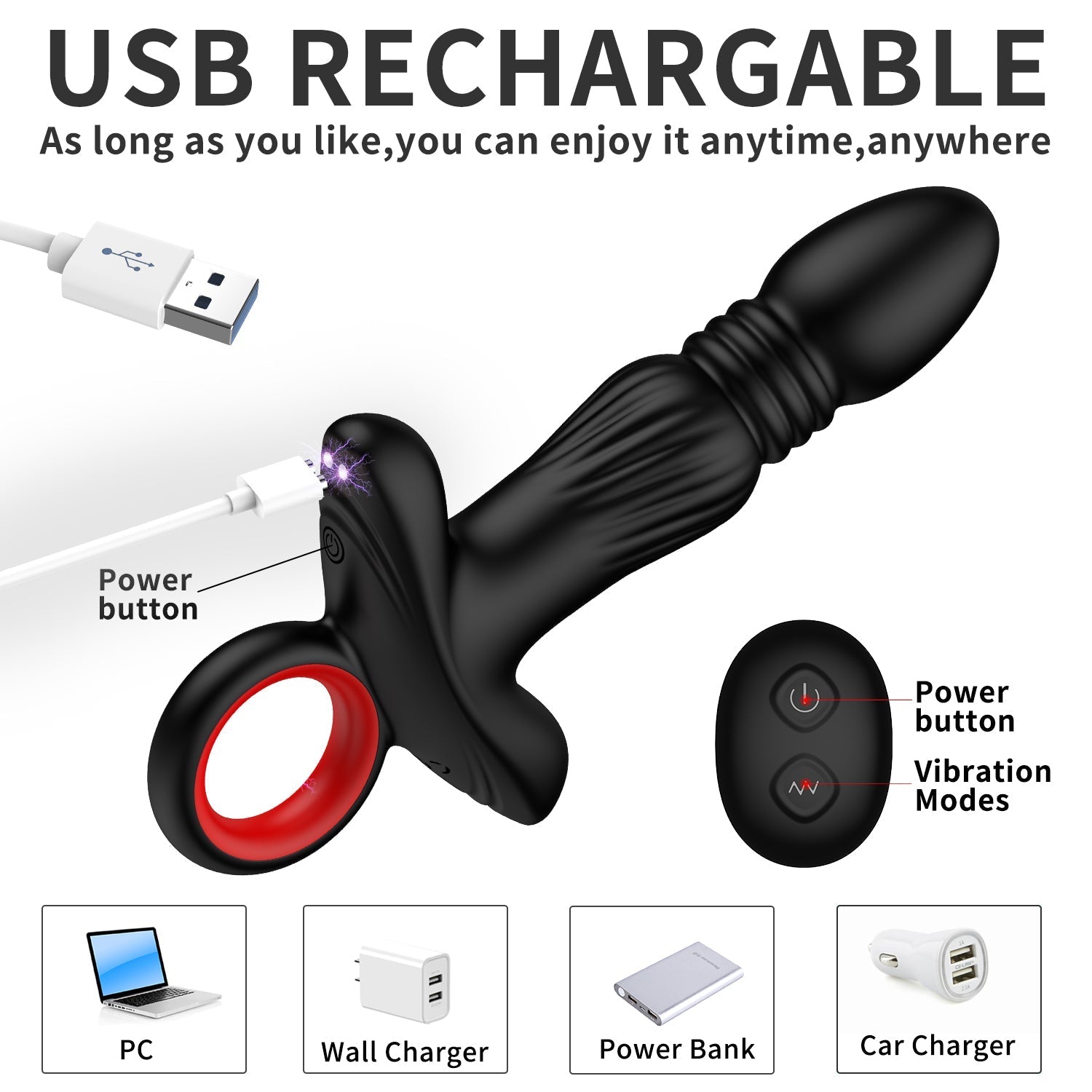 Rechargeable Vibrating Prostate Massager Plug with Cock Ring - Tarisss Sex Toy Store