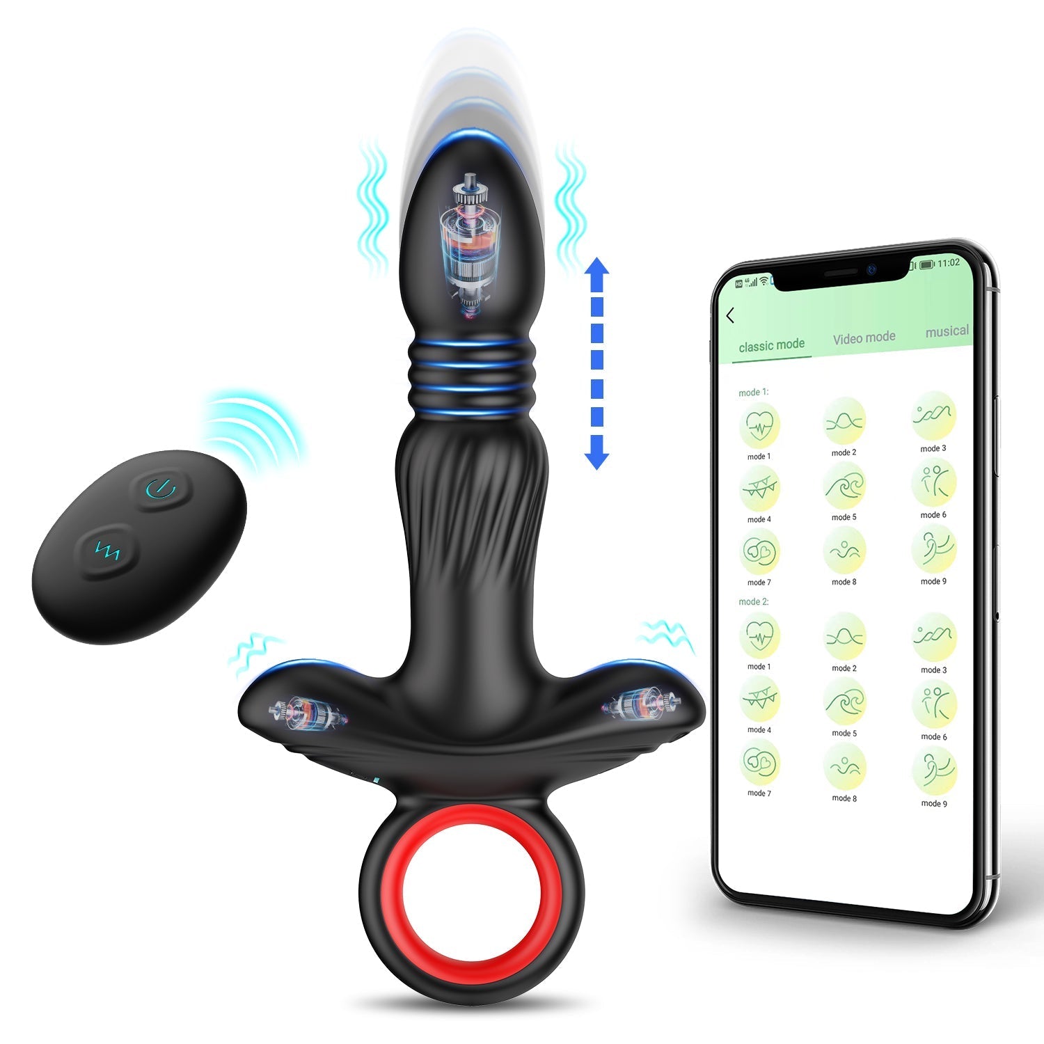 Rechargeable Vibrating Prostate Massager Plug with Cock Ring - Tarisss Sex Toy Store