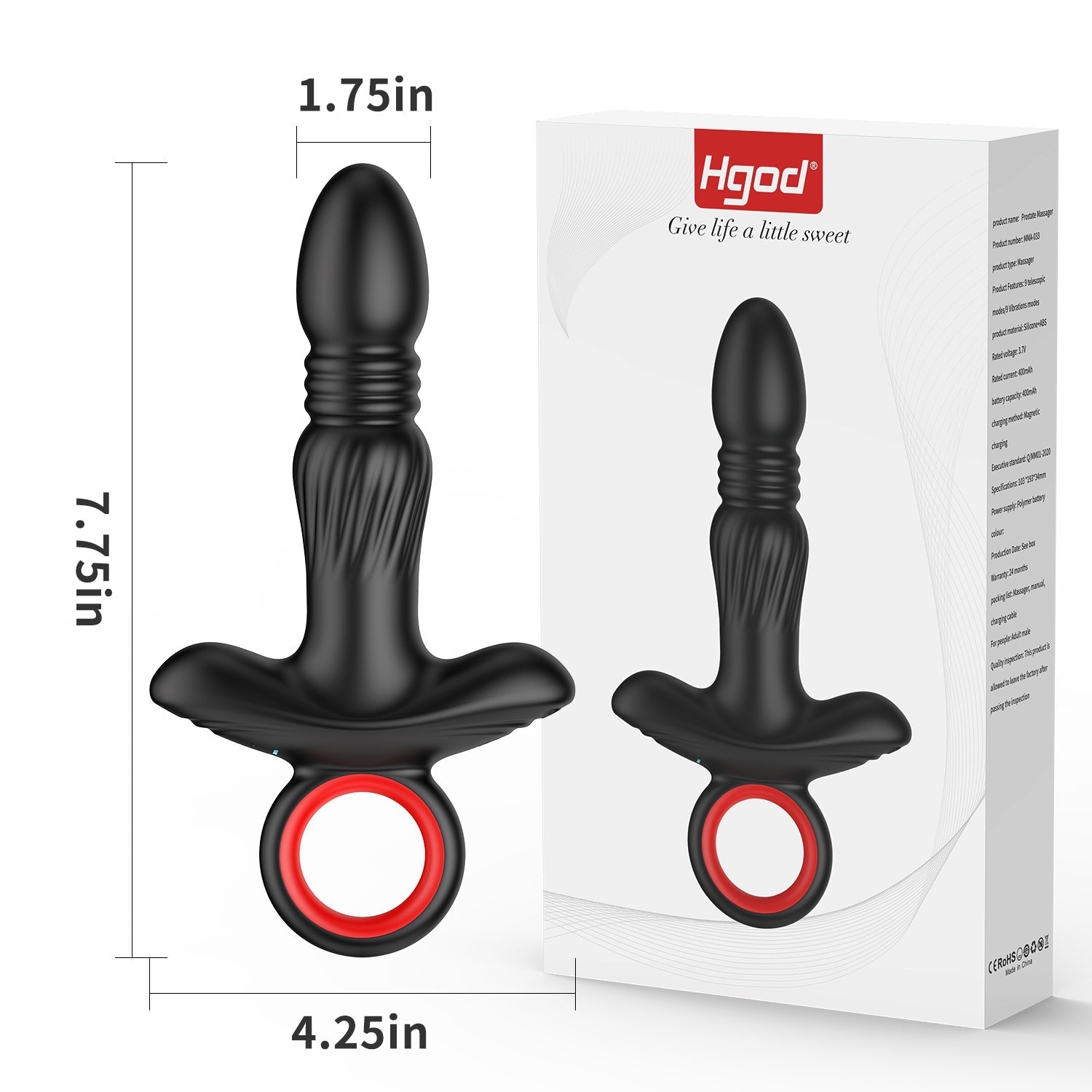 Rechargeable Vibrating Prostate Massager Plug with Cock Ring - Tarisss Sex Toy Store