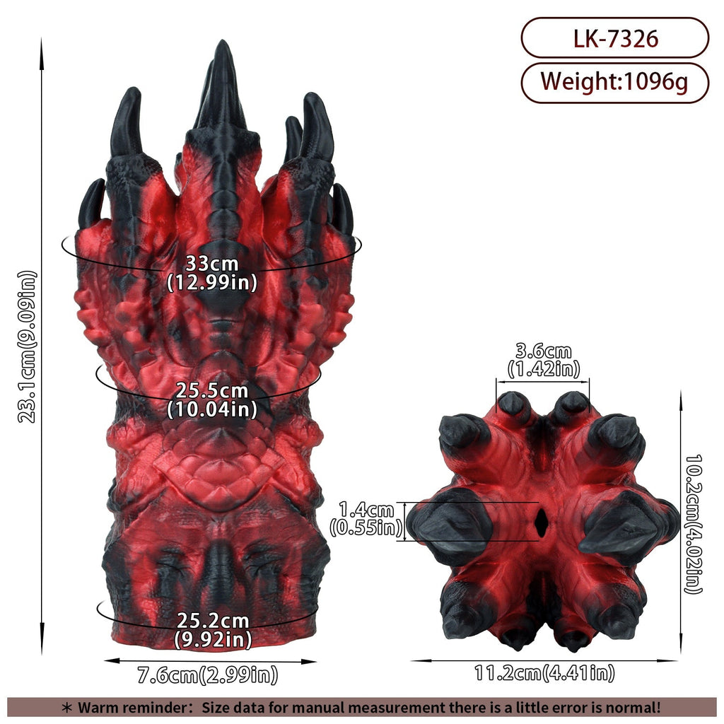Red & Black Dragon Claw Silicone Masturbator Cup with Spiked Texture - Tarisss Sex Toy Store