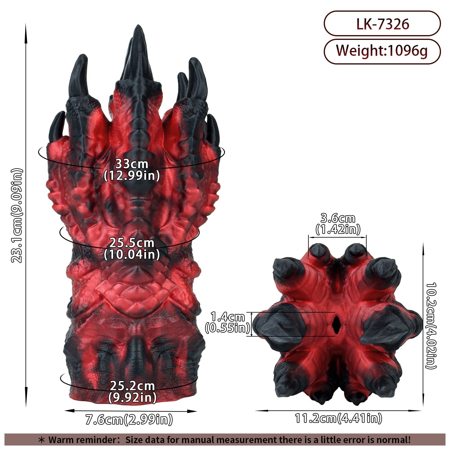 Red & Black Dragon Claw Silicone Masturbator Cup with Spiked Texture - Tarisss Sex Toy Store