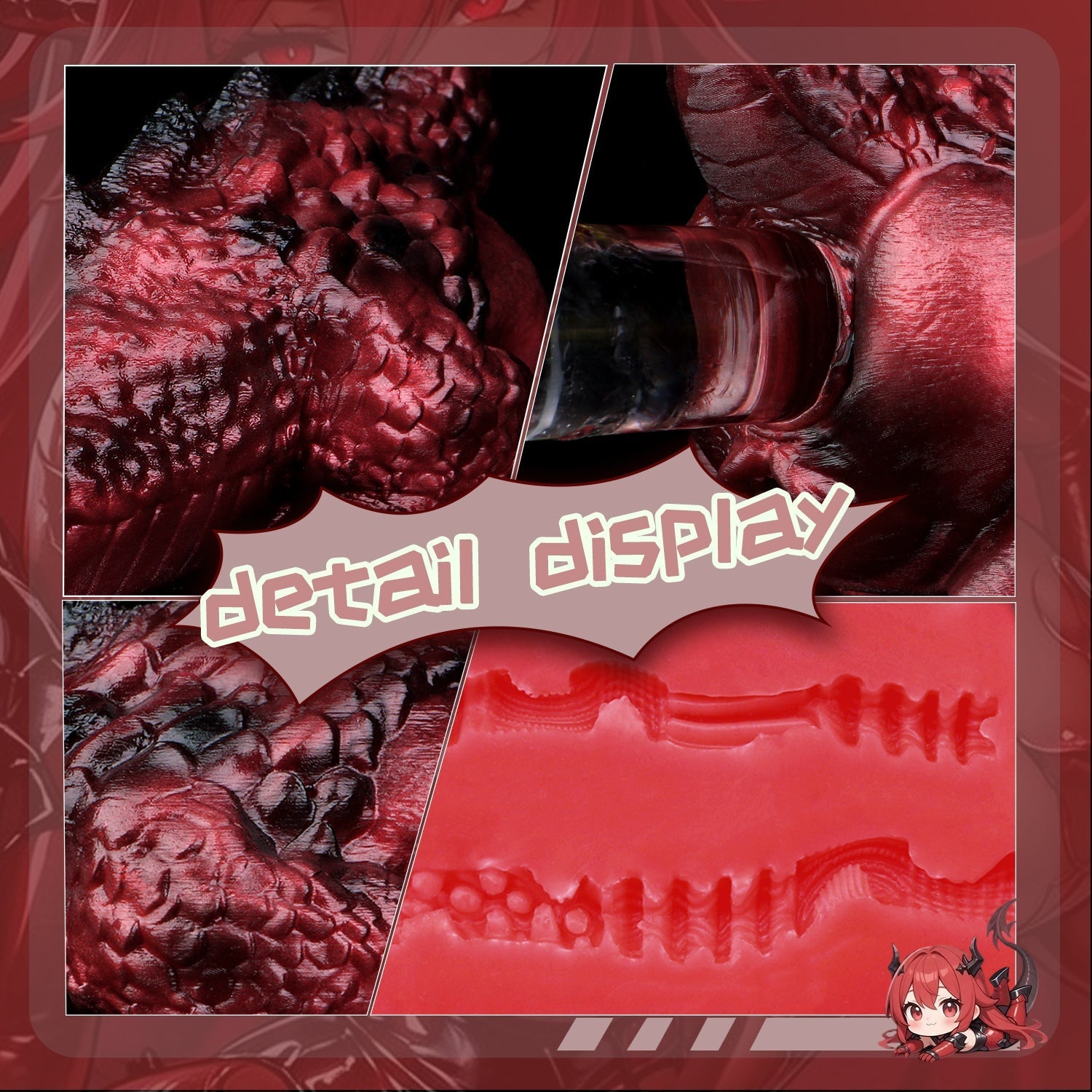 Red & Black Dragon Claw Silicone Masturbator Cup with Spiked Texture - Tarisss Sex Toy Store