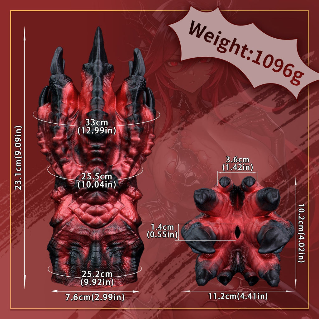 Red & Black Dragon Claw Silicone Masturbator Cup with Spiked Texture - Tarisss Sex Toy Store