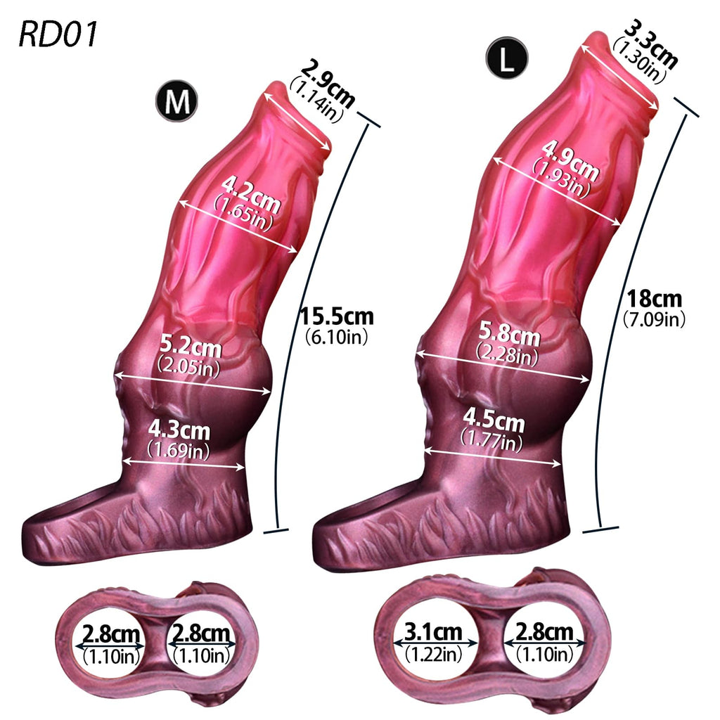 Red Pupil Fantasy Animal Silicone Hollow Penis Extension Sleeve with Ring - Tarisss Sex Toy Store
