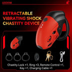 Retractable Electric Shock & Vibrating Chastity Cage