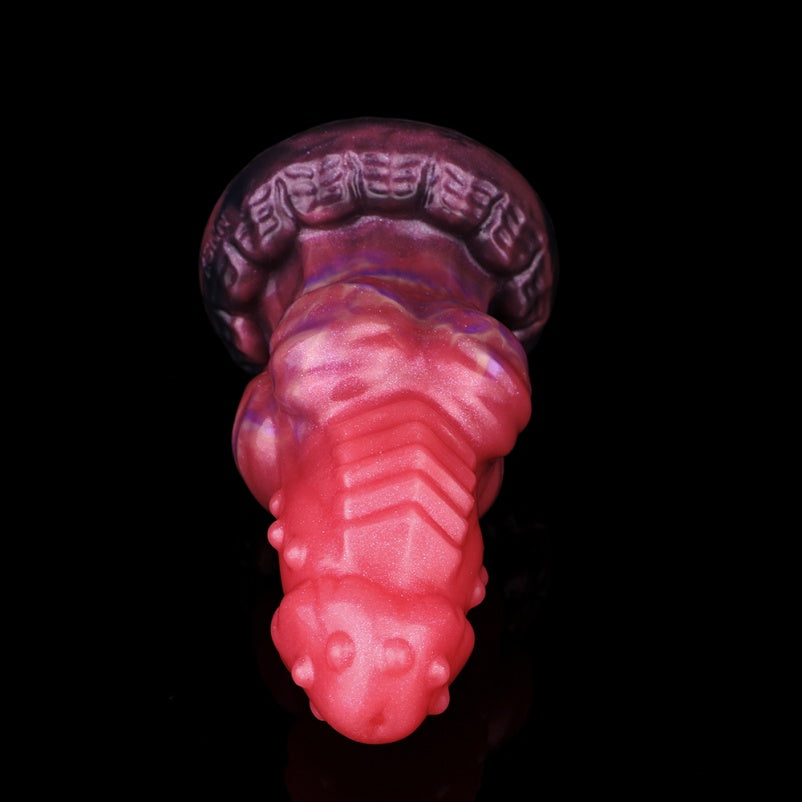 Domlust Spiked Dragon Dildo Butt Plug – Blood Red Silicone Double-Sphere Expansion Fetish Toy