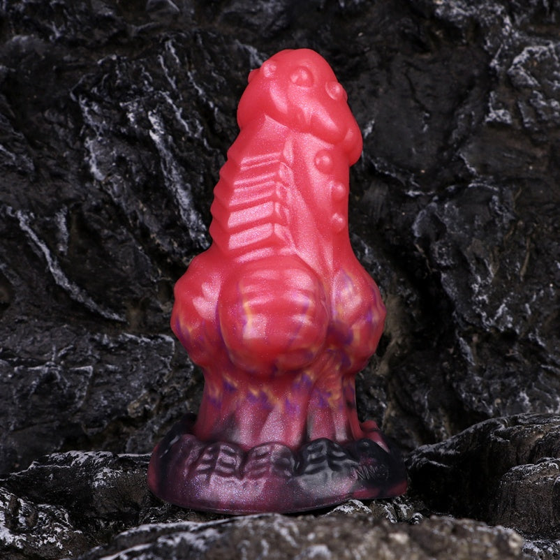 Domlust Spiked Dragon Dildo Butt Plug – Blood Red Silicone Double-Sphere Expansion Fetish Toy
