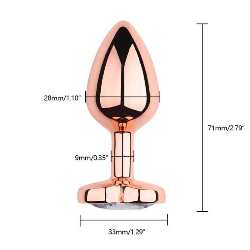 Rose Gold Metal Diamond Butt Plug with Heart Shaped Base - Tarisss Sex Toy Store