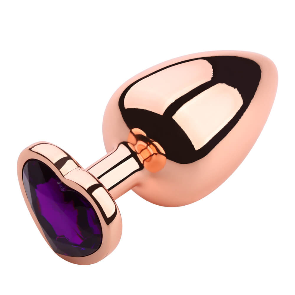 Rose Gold Metal Diamond Butt Plug with Heart Shaped Base - Tarisss Sex Toy Store