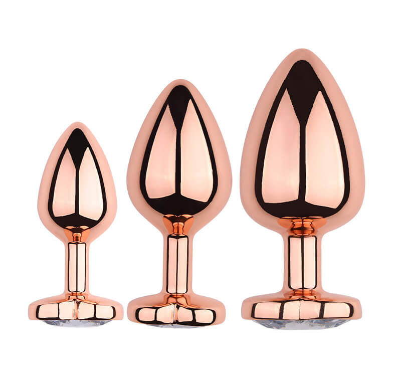 Rose Gold Metal Diamond Butt Plug with Heart Shaped Base - Tarisss Sex Toy Store
