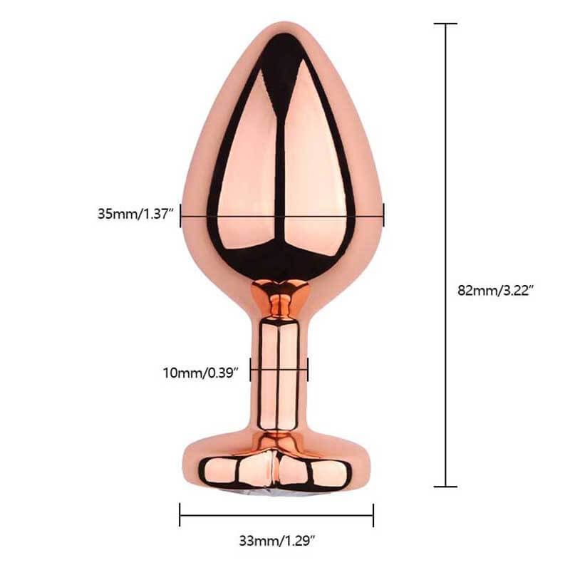 Rose Gold Metal Diamond Butt Plug with Heart Shaped Base - Tarisss Sex Toy Store