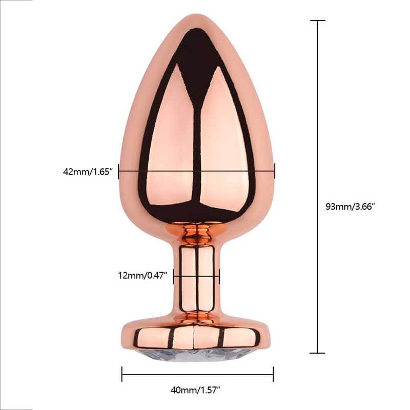 Rose Gold Metal Diamond Butt Plug with Heart Shaped Base - Tarisss Sex Toy Store