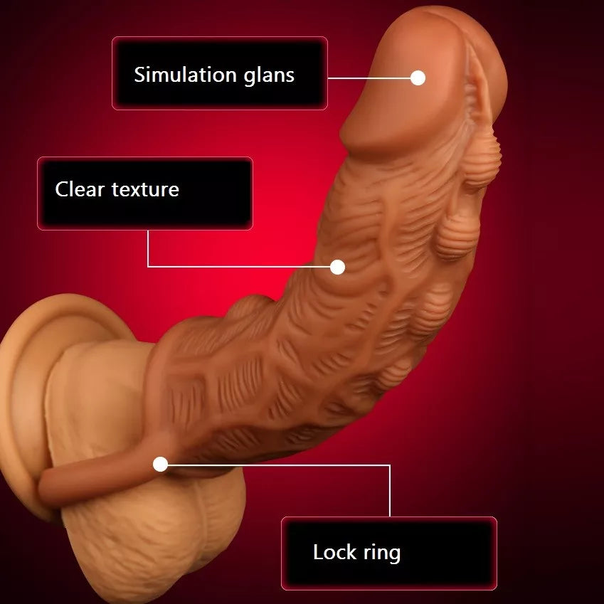 Life Size Knotted Cock Sleeve Male Sex Toys - Premium Silicone Textured Penis Sheath Enlarger