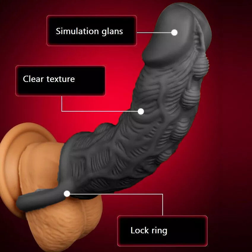 Life Size Knotted Cock Sleeve Male Sex Toys - Premium Silicone Textured Penis Sheath Enlarger