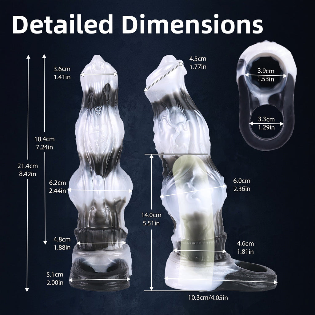 Fantasy Alien Dragon Vibrating Cock Sleeve — Platinum Silicone Penis Extender with Remote Control