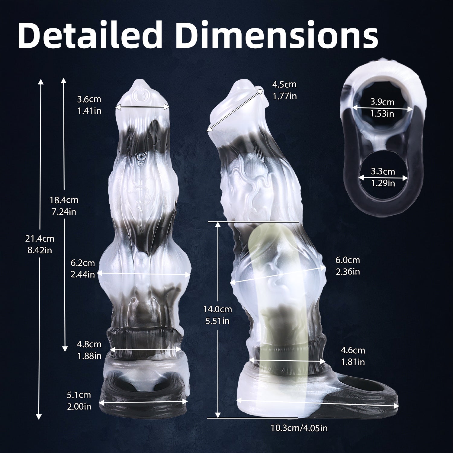 Fantasy Alien Dragon Vibrating Cock Sleeve — Platinum Silicone Penis Extender with Remote Control