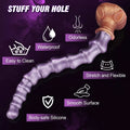 Domlust Skull Anal Beads Dildo | 14.6" Gradual Expansion BDSM Long Dildo – Purple Platinum Silicone
