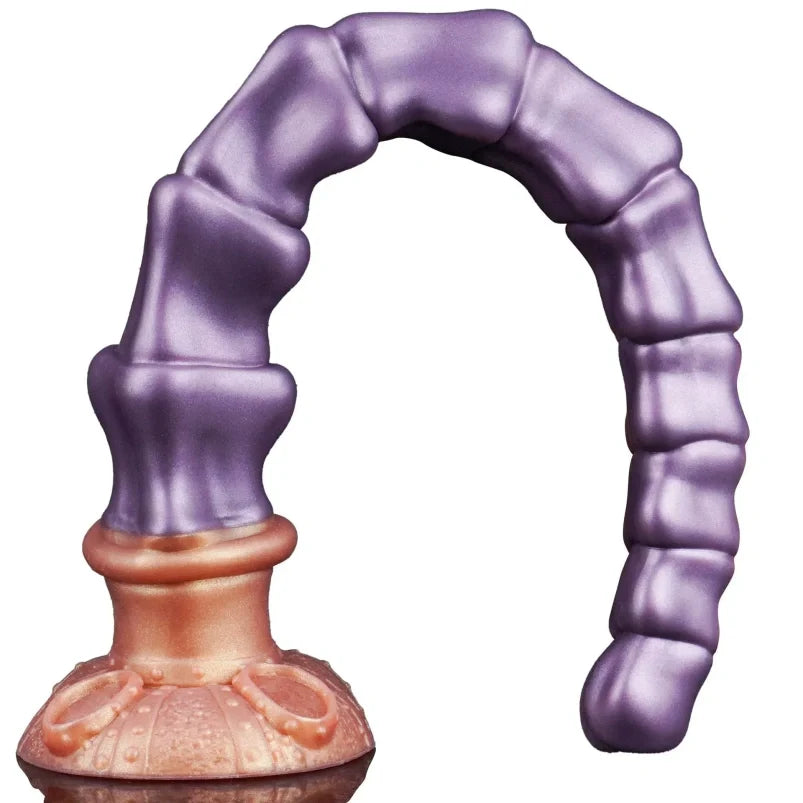 Domlust Skull Anal Beads Dildo | 14.6" Gradual Expansion BDSM Long Dildo – Purple Platinum Silicone
