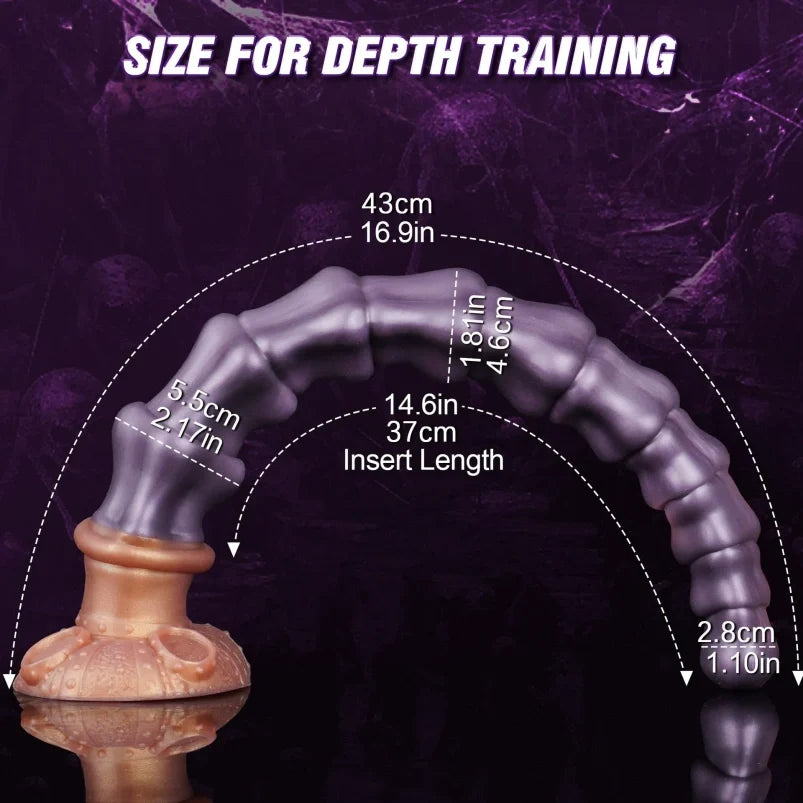 Domlust Skull Anal Beads Dildo | 14.6" Gradual Expansion BDSM Long Dildo – Purple Platinum Silicone