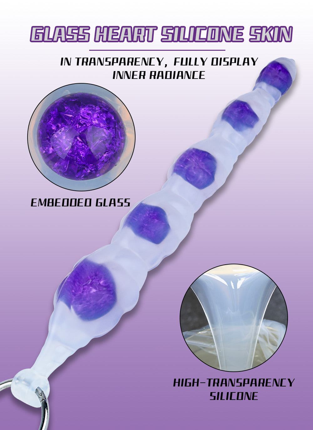 Tentacle Anal Beads Butt Plug – 6-Bead Progressive Platinum Silicone | Glass Heart Design | Domlust