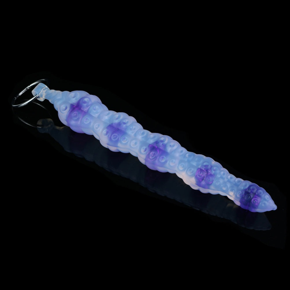 Tentacle Anal Beads Butt Plug – 6-Bead Progressive Platinum Silicone | Glass Heart Design | Domlust