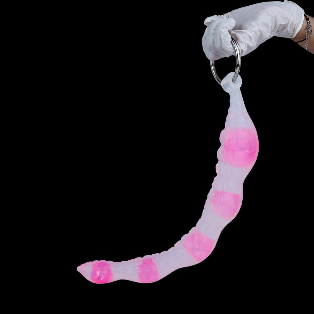 Tentacle Anal Beads Butt Plug – 6-Bead Progressive Platinum Silicone | Glass Heart Design | Domlust
