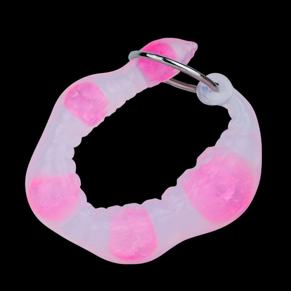 Tentacle Anal Beads Butt Plug – 6-Bead Progressive Platinum Silicone | Glass Heart Design | Domlust