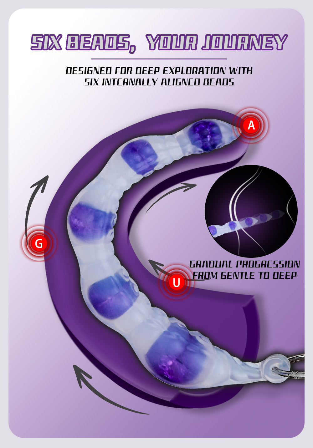 Tentacle Anal Beads Butt Plug – 6-Bead Progressive Platinum Silicone | Glass Heart Design | Domlust