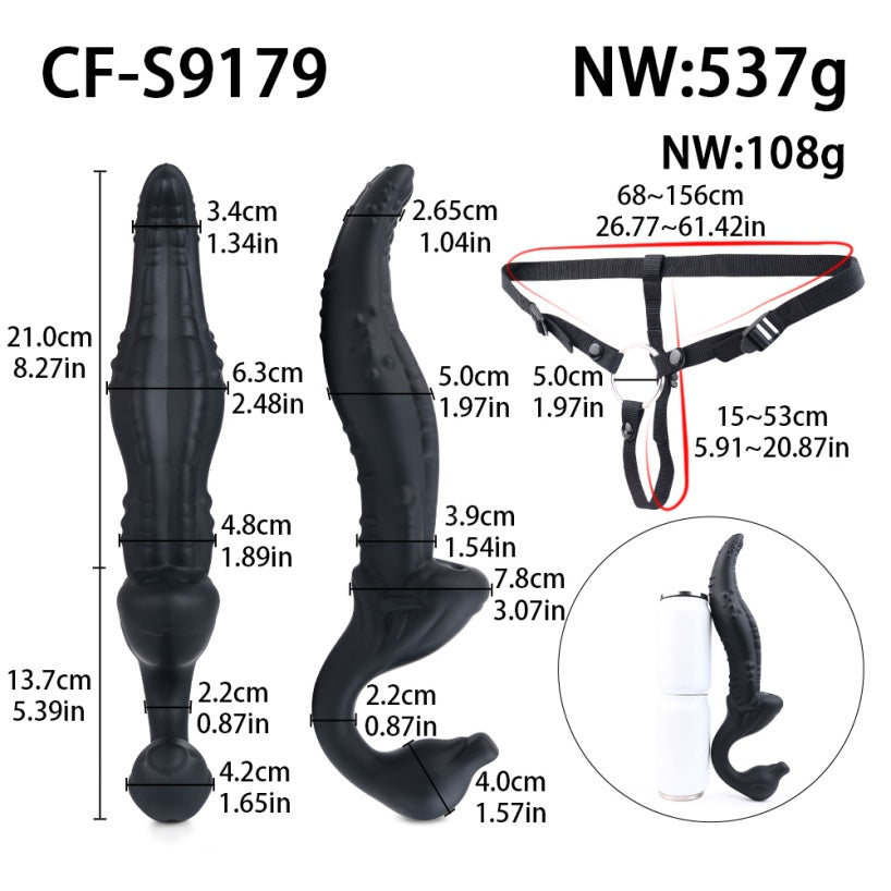 Alien Tongue Double-Head Dildo – C-Spot, G-Spot & P-Spot | Premium Platinum Silicone | Strap-On Ready