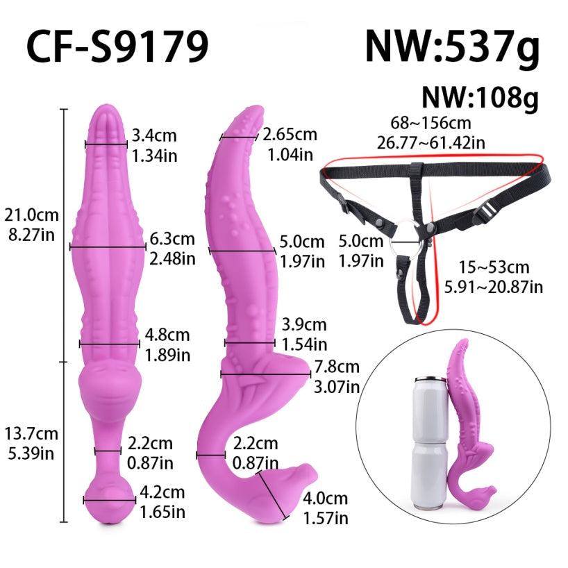 Alien Tongue Double-Head Dildo – C-Spot, G-Spot & P-Spot | Premium Platinum Silicone | Strap-On Ready