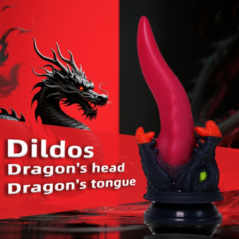 Dragon's Tongue Fantasy Dildo — Blood-Red Silicone G-Spot & Anal Stimulation Toy with Dragon Head Base