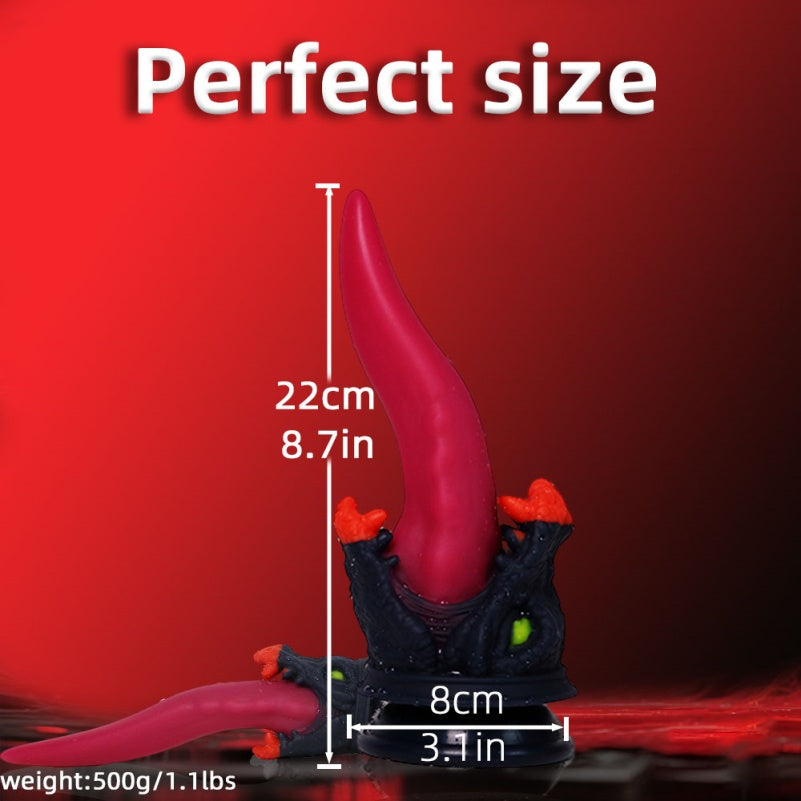 Dragon's Tongue Fantasy Dildo — Blood-Red Silicone G-Spot & Anal Stimulation Toy with Dragon Head Base
