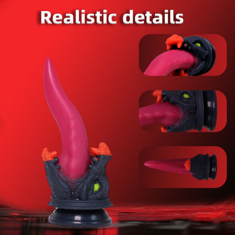 Dragon's Tongue Fantasy Dildo — Blood-Red Silicone G-Spot & Anal Stimulation Toy with Dragon Head Base
