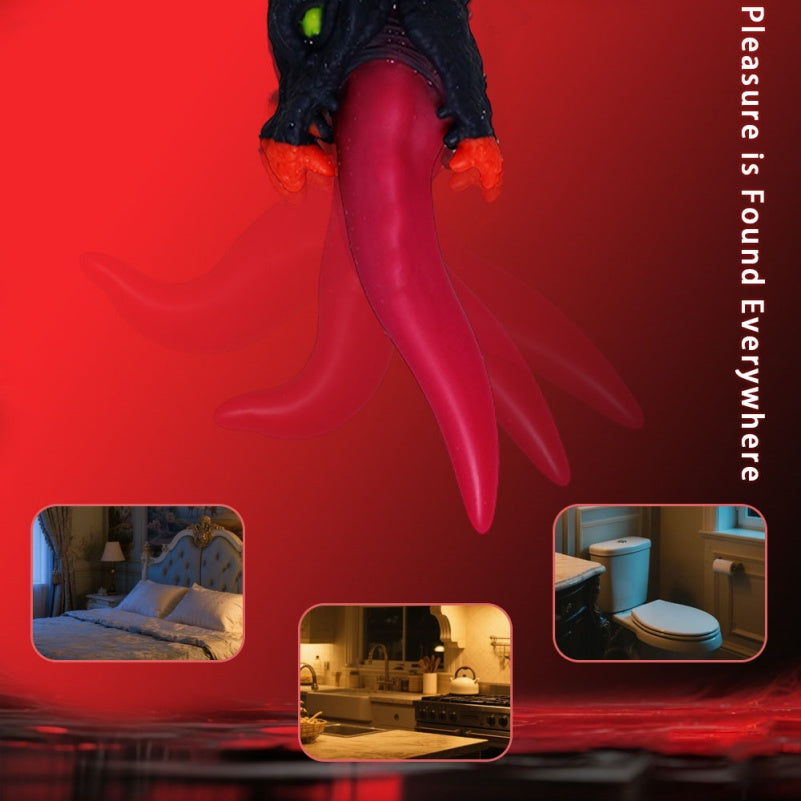 Dragon's Tongue Fantasy Dildo — Blood-Red Silicone G-Spot & Anal Stimulation Toy with Dragon Head Base