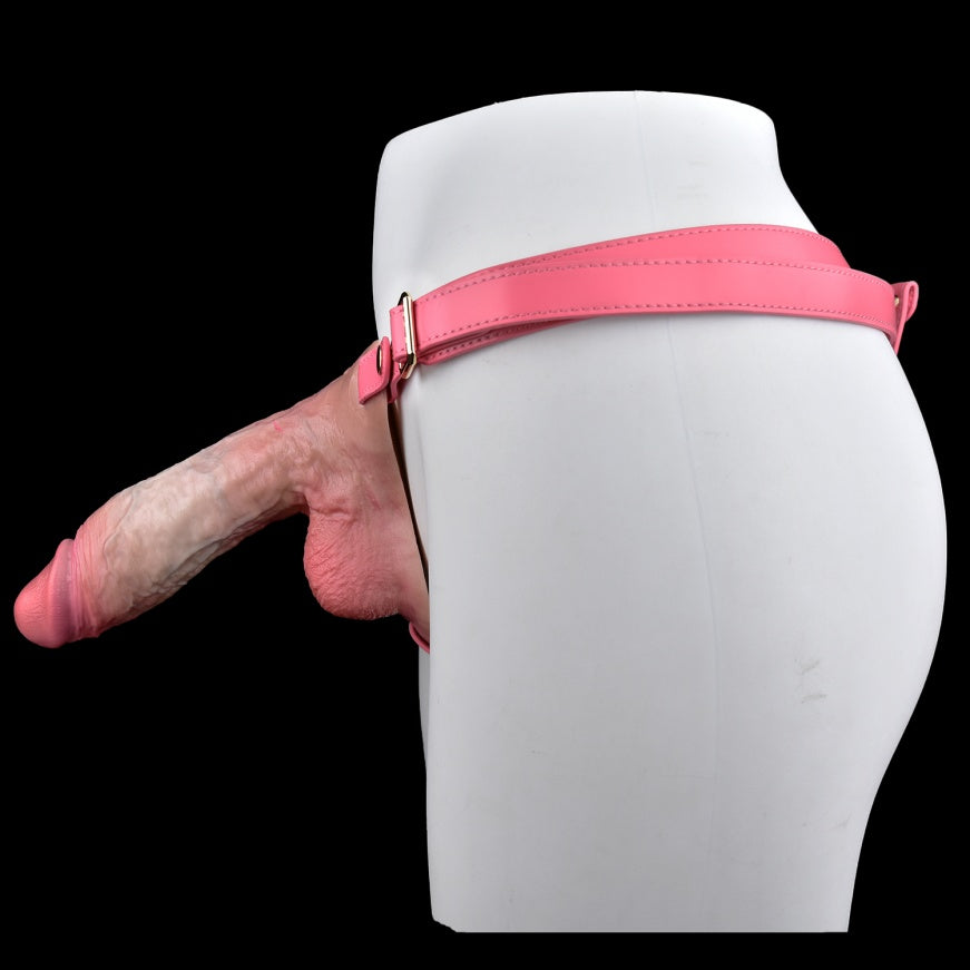 Realistic Strap-On Dildo — Dual-Density Silicone Wearable Penis with Leather Harness | Domlust