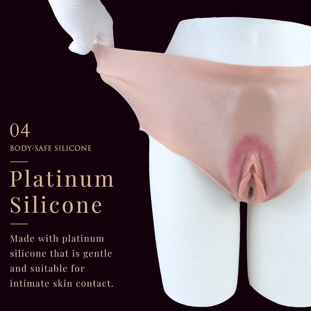 Realistic Wearable Fake Vagina — Platinum Silicone Pussy Panties for Crossdressers