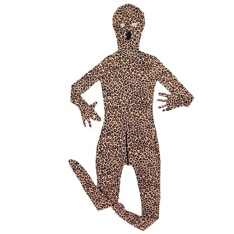 Sexy Leopard Print Full Body Catsuit with Hood Stretch Spandex Zentai Bodysuit - Tarisss Sex Toy Store