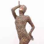 Sexy Leopard Print Full Body Catsuit with Hood Stretch Spandex Zentai Bodysuit - Tarisss Sex Toy Store