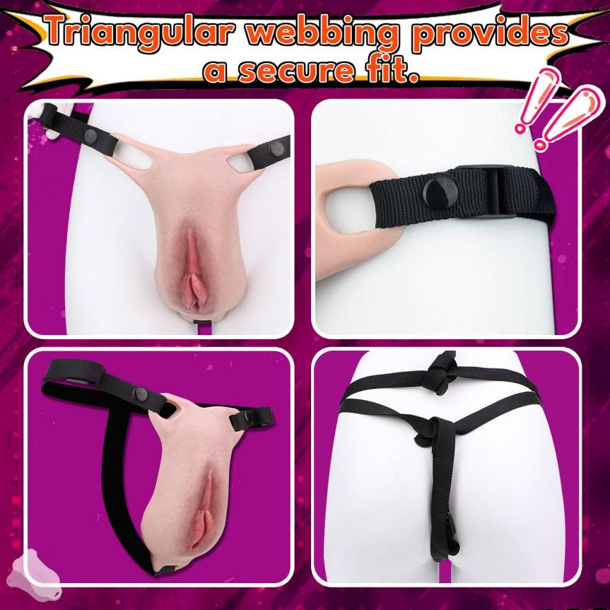 Femboy Silicone Fake Vagina Sheet | Wearable Realistic Artificial Vagina with Strap-On Harness