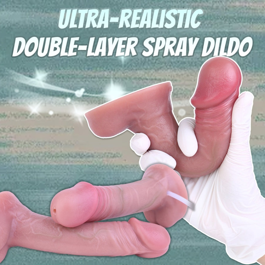 Realistic Squirting Dildo – Dual Density Platinum Silicone Strapon with Suction Cup