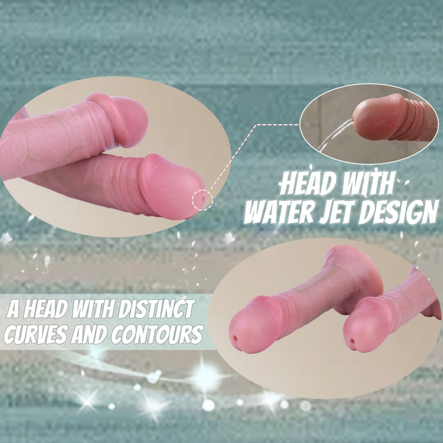 Realistic Squirting Dildo – Dual Density Platinum Silicone Strapon with Suction Cup