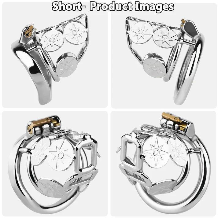 Solar Serpent Stainless Steel Chastity Cage – Coiled Snake Design