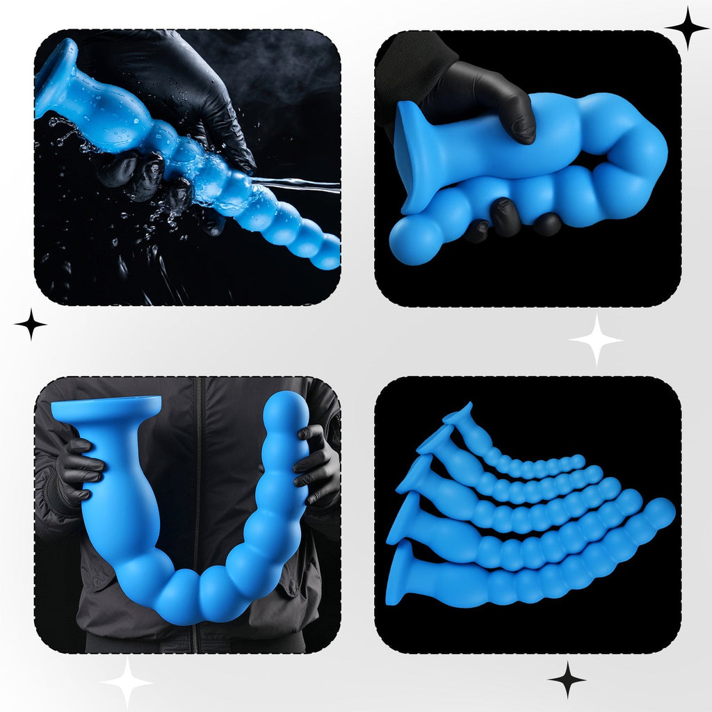 Silicone Anal Beads Plug with Suction Cup Long Flexible Butt Plug Beaded Dildo Trainer - Tarisss Sex Toy Store