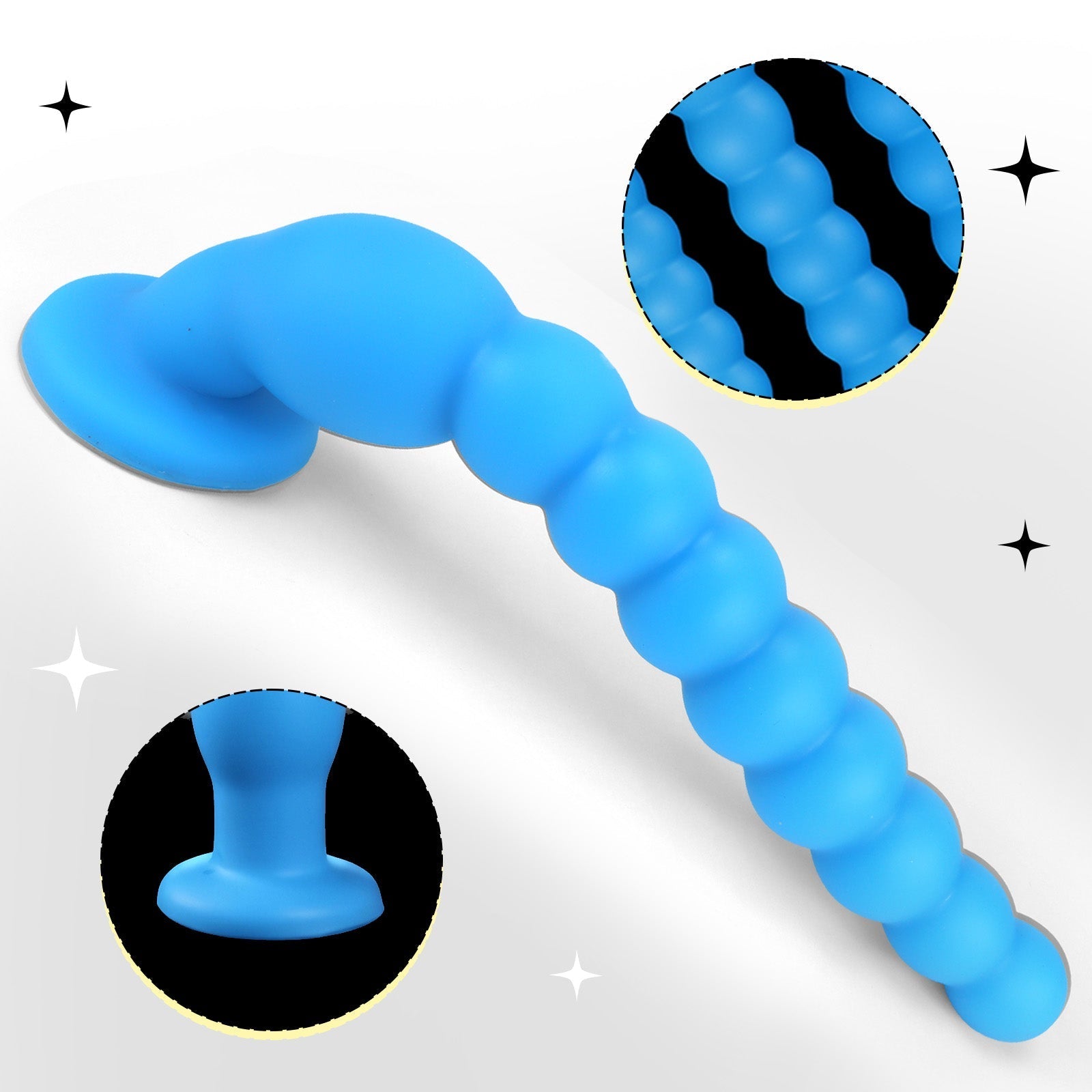 Silicone Anal Beads Plug with Suction Cup Long Flexible Butt Plug Beaded Dildo Trainer - Tarisss Sex Toy Store